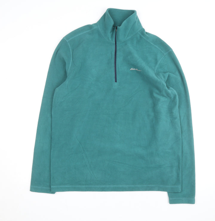 Eddie Bauer Men's Green 1/4 Zip Fleece Pullover Sweatshirt M