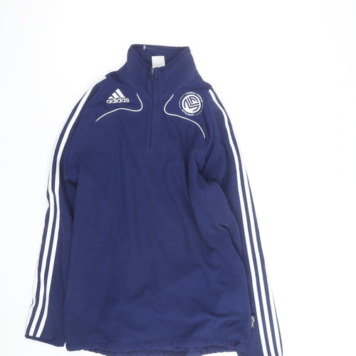 Adidas Men's Blue 1/4 Zip Fleece Track Jacket Size L