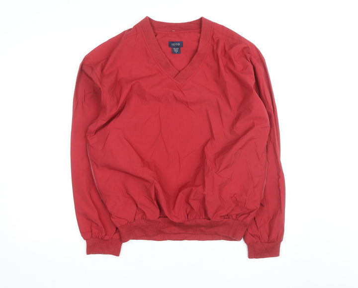 IZOD Men's Red V-Neck Pullover Sweatshirt Size S Nylon Lightweight