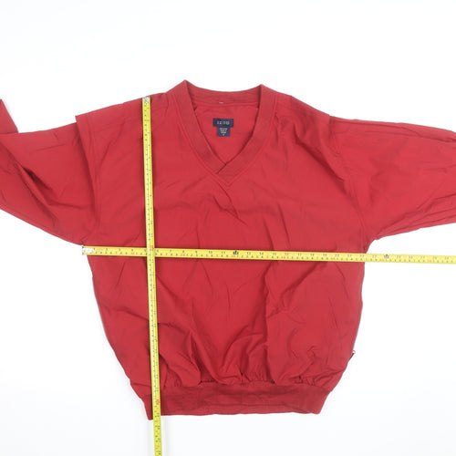 IZOD Men's Red V-Neck Pullover Sweatshirt Size S Nylon Lightweight