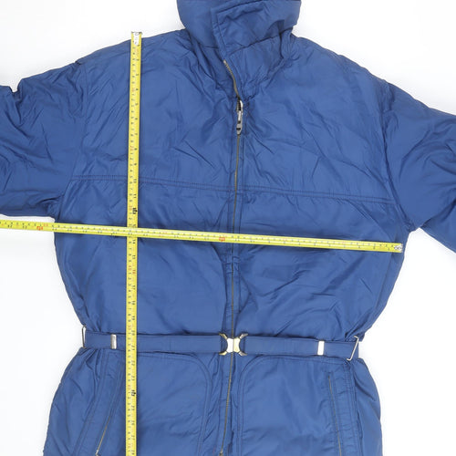 TempcO Men's Blue L Hooded Down Puffer Jacket Belted Winter Coat