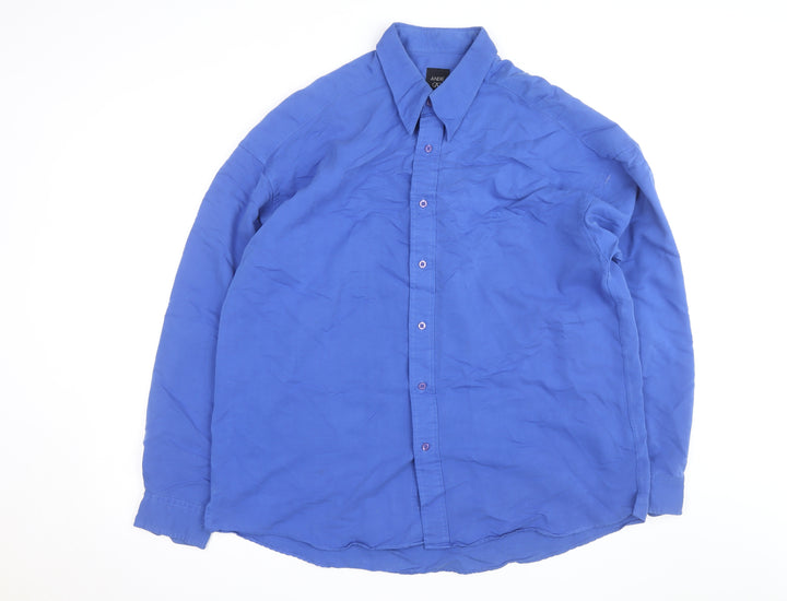 André Men's Blue Long Sleeve Regular Fit Button-Up Shirt Size L