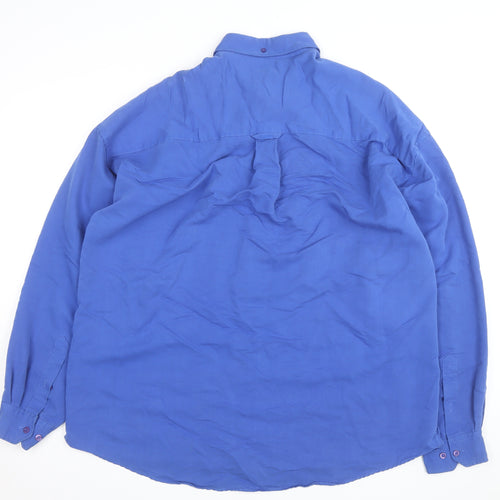 André Men's Blue Long Sleeve Regular Fit Button-Up Shirt Size L