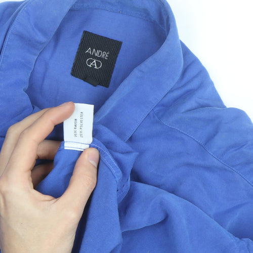 André Men's Blue Long Sleeve Regular Fit Button-Up Shirt Size L