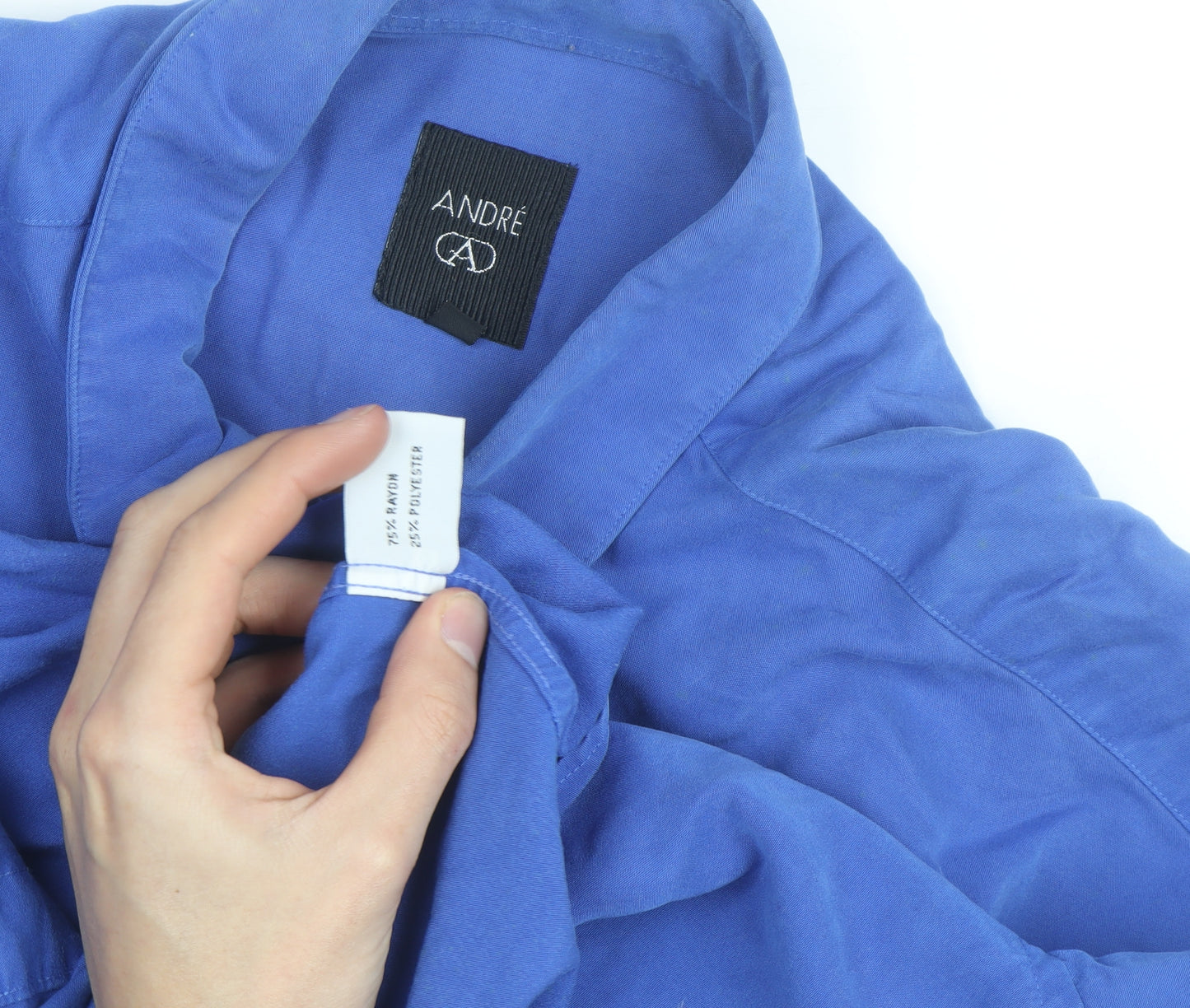 André Men's Blue Long Sleeve Regular Fit Button-Up Shirt Size L