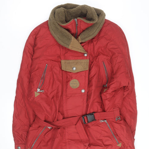 Energie Women Red Faux Fur Lined Parka Jacket Size 12