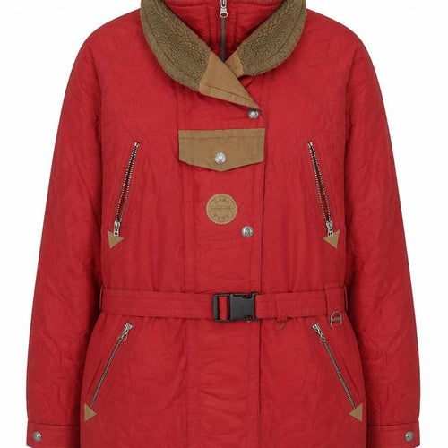 Energie Women Red Faux Fur Lined Parka Jacket Size 12