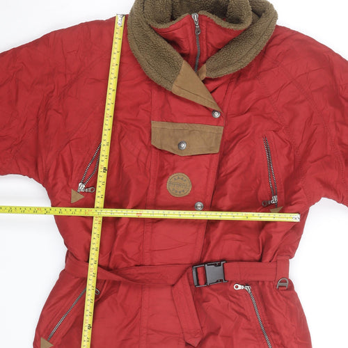 Energie Women Red Faux Fur Lined Parka Jacket Size 12