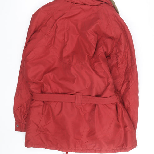 Energie Women Red Faux Fur Lined Parka Jacket Size 12