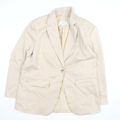 Marks and Spencer Women's Beige Blazer Size 16 Classic Twill Jacket