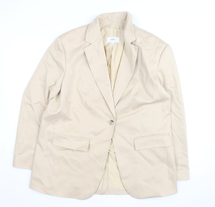 Marks and Spencer Women's Beige Blazer Size 16 Classic Twill Jacket