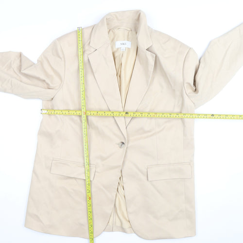 Marks and Spencer Women's Beige Blazer Size 16 Classic Twill Jacket