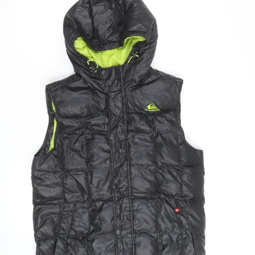 Quiksilver Men's Black XL Hooded Puffer Gilet Waistcoat
