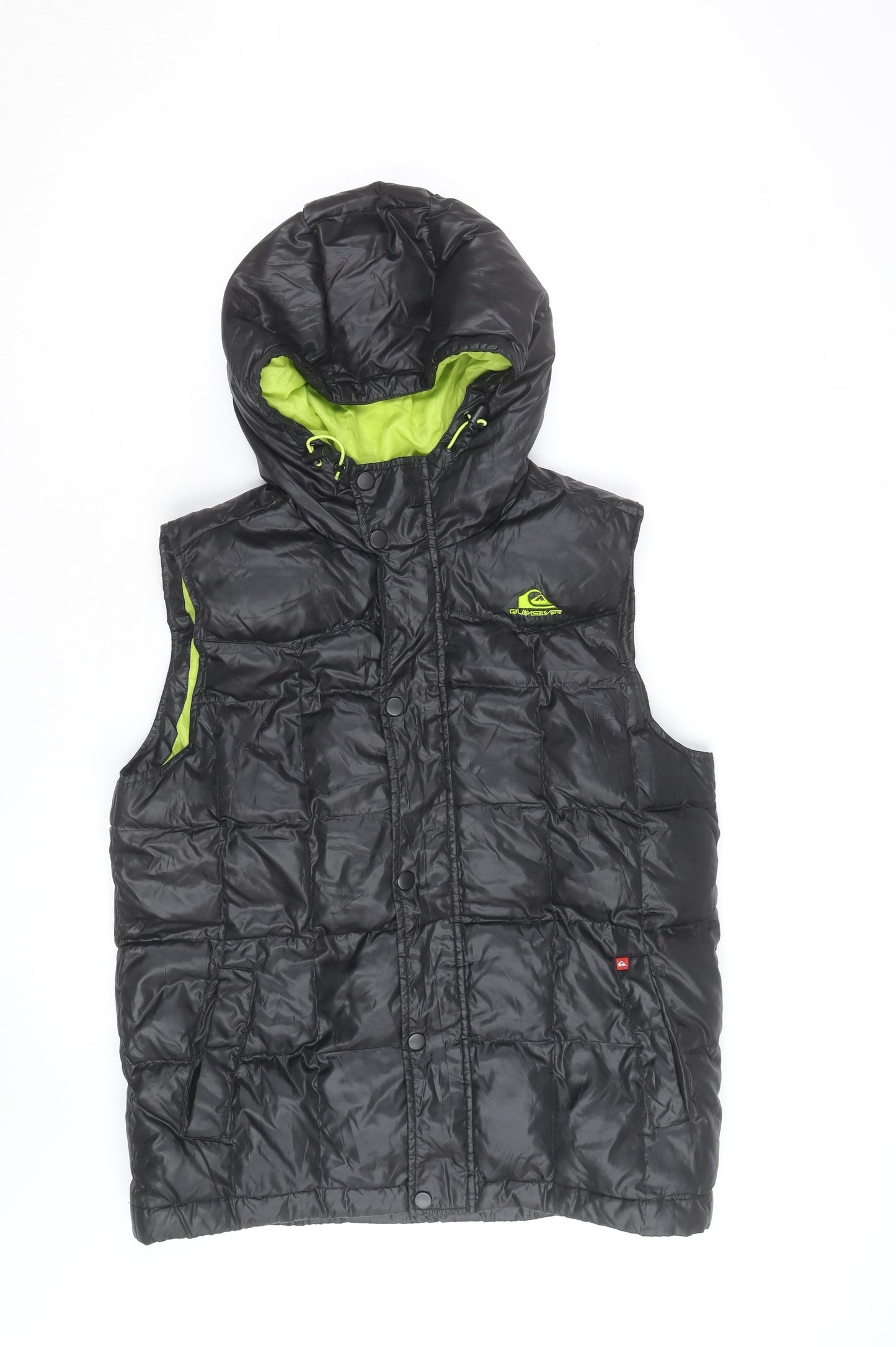 Quiksilver Men's Black XL Hooded Puffer Gilet Waistcoat