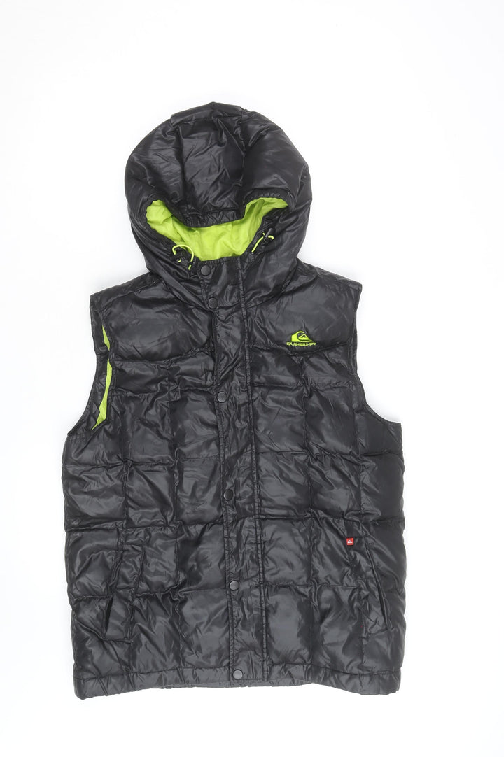 Quiksilver Men's Black XL Hooded Puffer Gilet Waistcoat