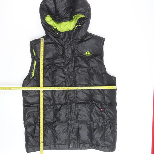 Quiksilver Men's Black XL Hooded Puffer Gilet Waistcoat