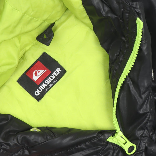 Quiksilver Men's Black XL Hooded Puffer Gilet Waistcoat
