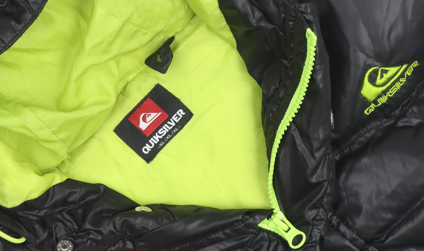 Quiksilver Men's Black XL Hooded Puffer Gilet Waistcoat