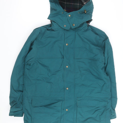 Eddie Bauer Men's Green Nylon Parka Jacket M Hooded Lined