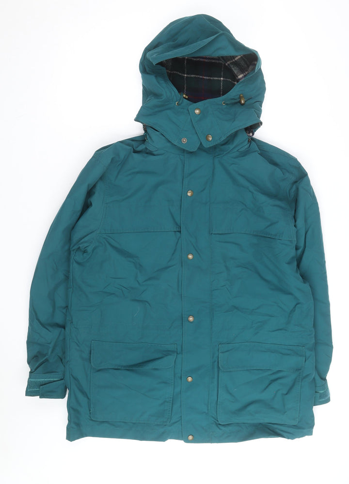 Eddie Bauer Men's Green Nylon Parka Jacket M Hooded Lined
