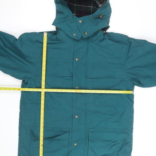 Eddie Bauer Men's Green Nylon Parka Jacket M Hooded Lined