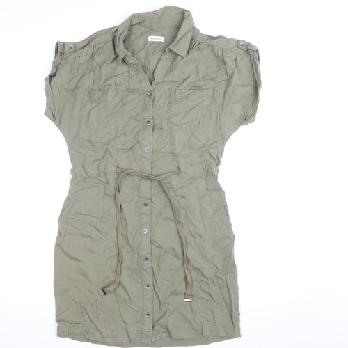 Cache Cache Women Green Short Sleeve Shirt Dress Size 8