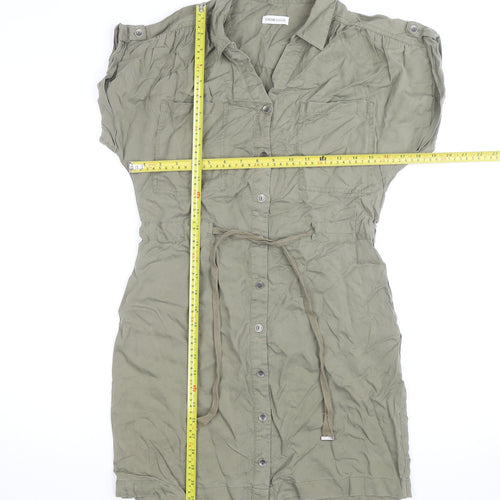 Cache Cache Women Green Short Sleeve Shirt Dress Size 8