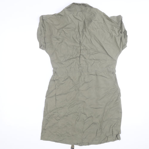 Cache Cache Women Green Short Sleeve Shirt Dress Size 8