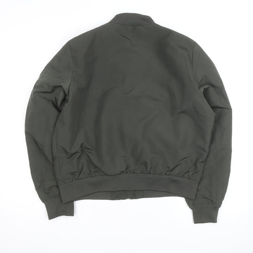 Vero Moda Unisex Green Bomber Jacket Lined Ruffle Zip Size L