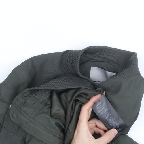 Vero Moda Unisex Green Bomber Jacket Lined Ruffle Zip Size L