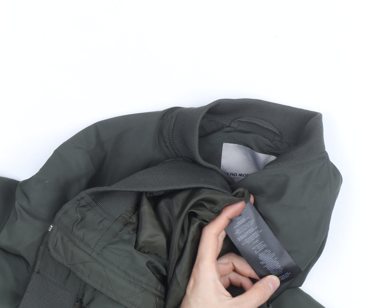 Vero Moda Unisex Green Bomber Jacket Lined Ruffle Zip Size L