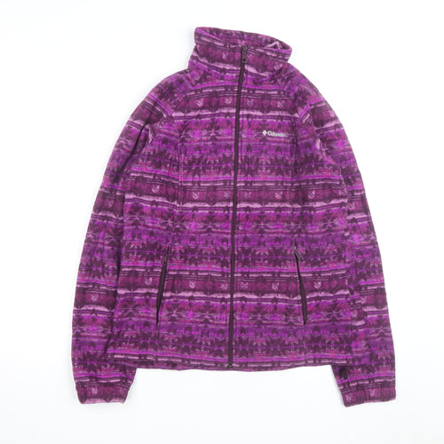 Columbia Women's Purple Fleece Full Zip Jacket L Lightweight Outdoor