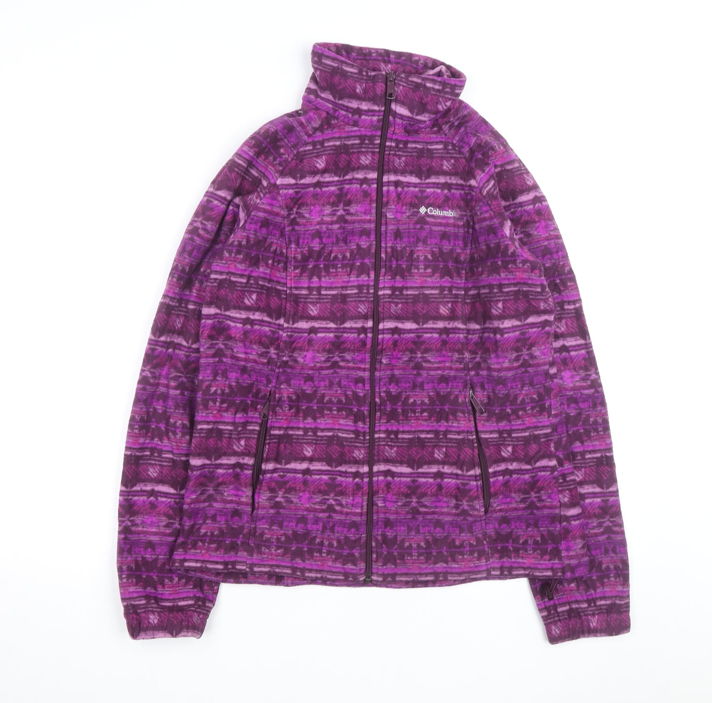 Columbia Women's Purple Fleece Full Zip Jacket L Lightweight Outdoor