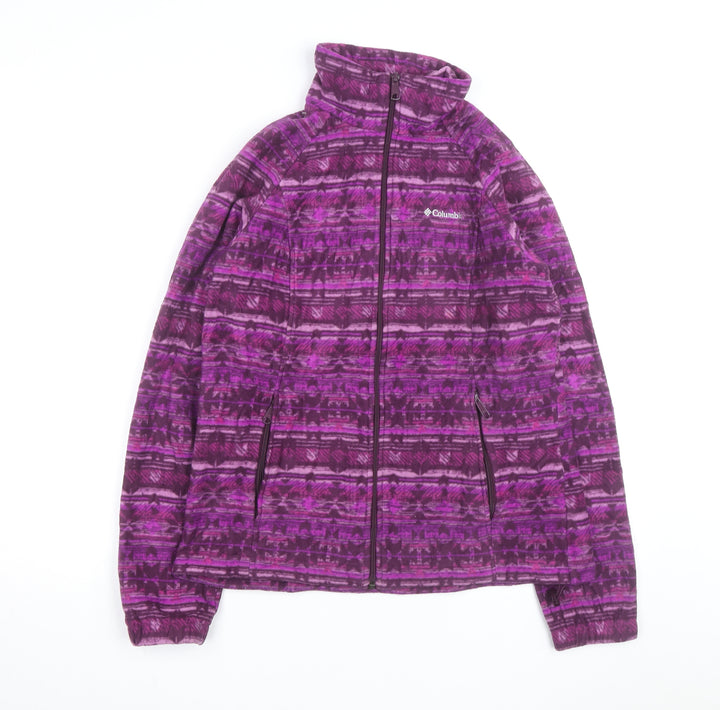 Columbia Women's Purple Fleece Full Zip Jacket L Lightweight Outdoor