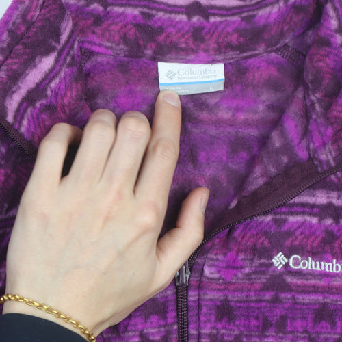 Columbia Women's Purple Fleece Full Zip Jacket L Lightweight Outdoor