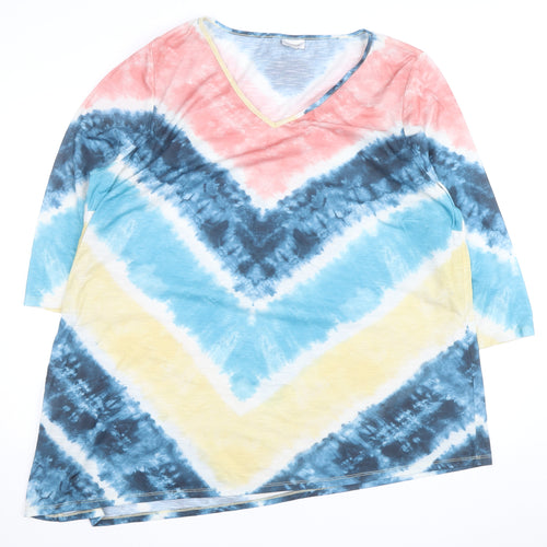 Avenue Women’s Multicoloured V-Neck Tunic Top Size 22 3/4 Sleeve