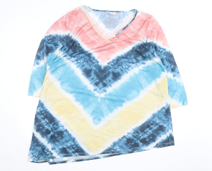 Avenue Women’s Multicoloured V-Neck Tunic Top Size 22 3/4 Sleeve