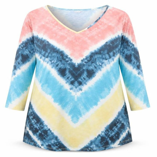 Avenue Women’s Multicoloured V-Neck Tunic Top Size 22 3/4 Sleeve