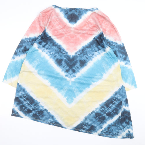 Avenue Women’s Multicoloured V-Neck Tunic Top Size 22 3/4 Sleeve