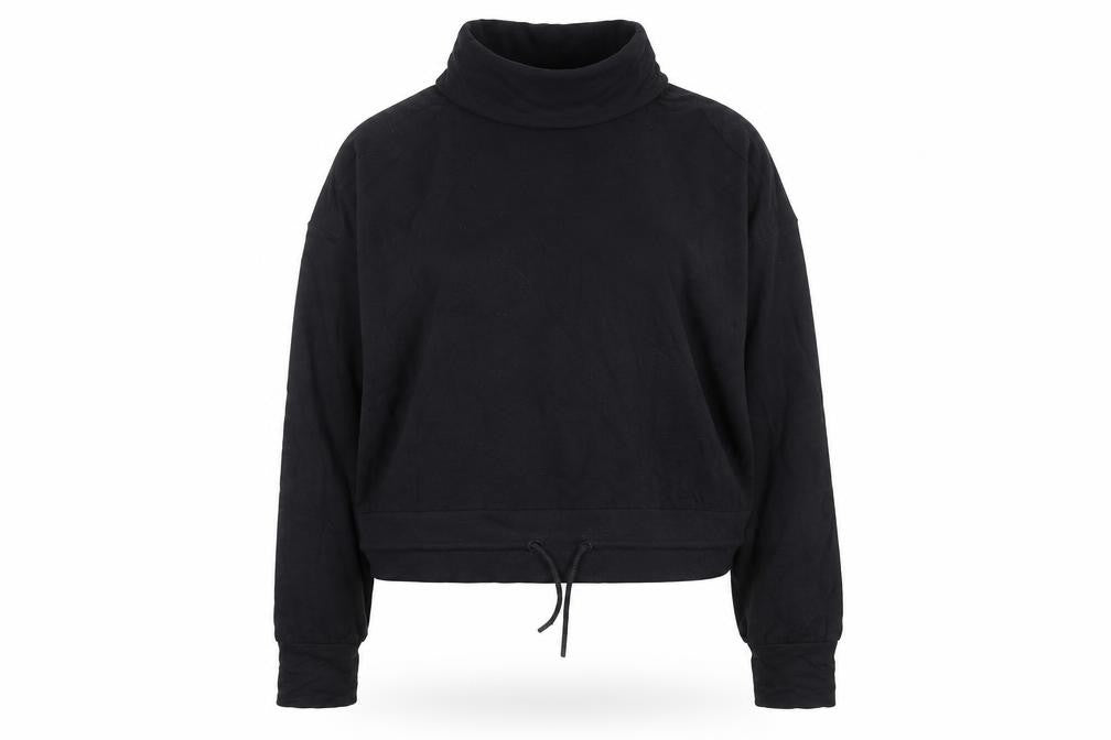 Front view of Marks & Spencer Goodmove Women's Black, size 16, High Neck Drawstring Sweatshirt