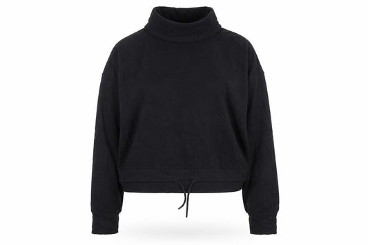 Front view of Marks & Spencer Goodmove Women's Black, size 16, High Neck Drawstring Sweatshirt