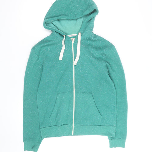 Benetton Men's Green Full Zip Hoodie Small Regular Fit Fleece
