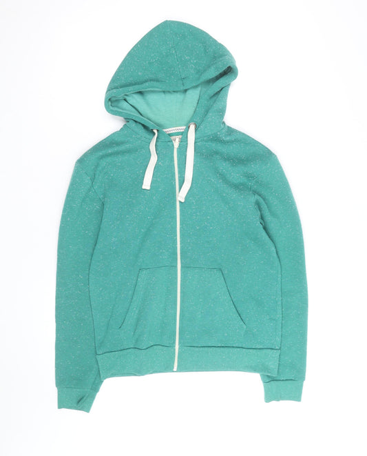 Benetton Men's Green Full Zip Hoodie Small Regular Fit Fleece