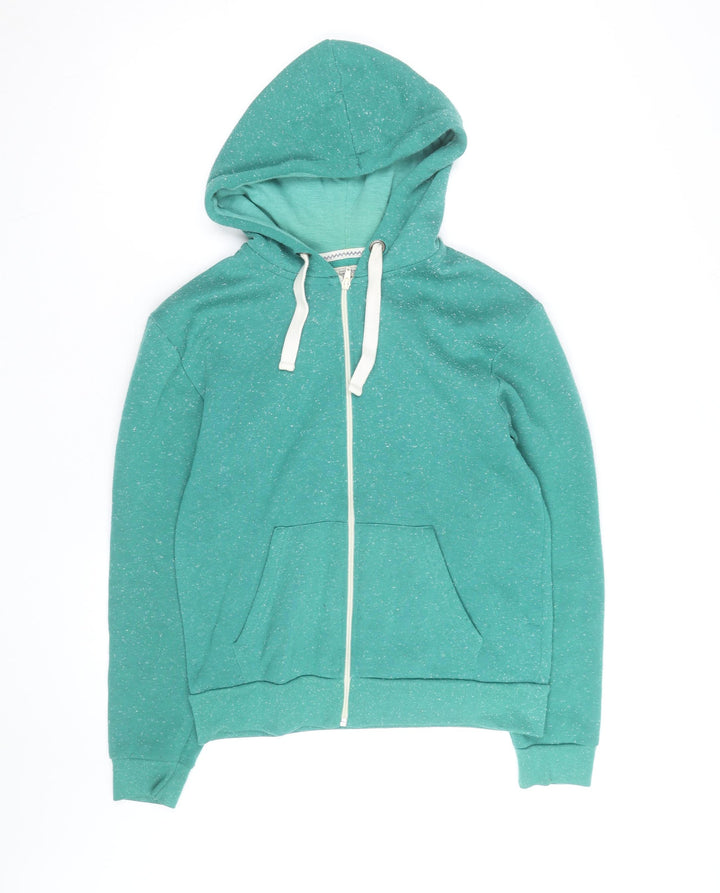 Benetton Men's Green Full Zip Hoodie Small Regular Fit Fleece