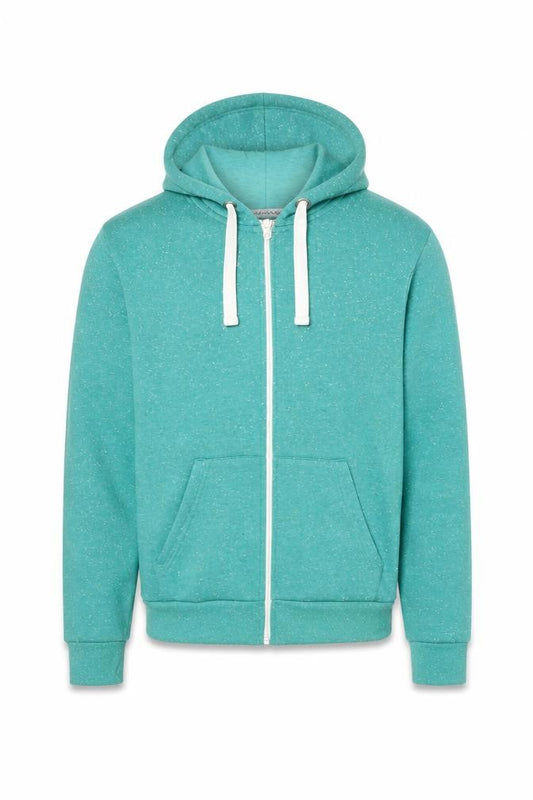 Front view of United Colors of Benetton Men's Green Full Zip Hoodie Small Regular Fit Fleece