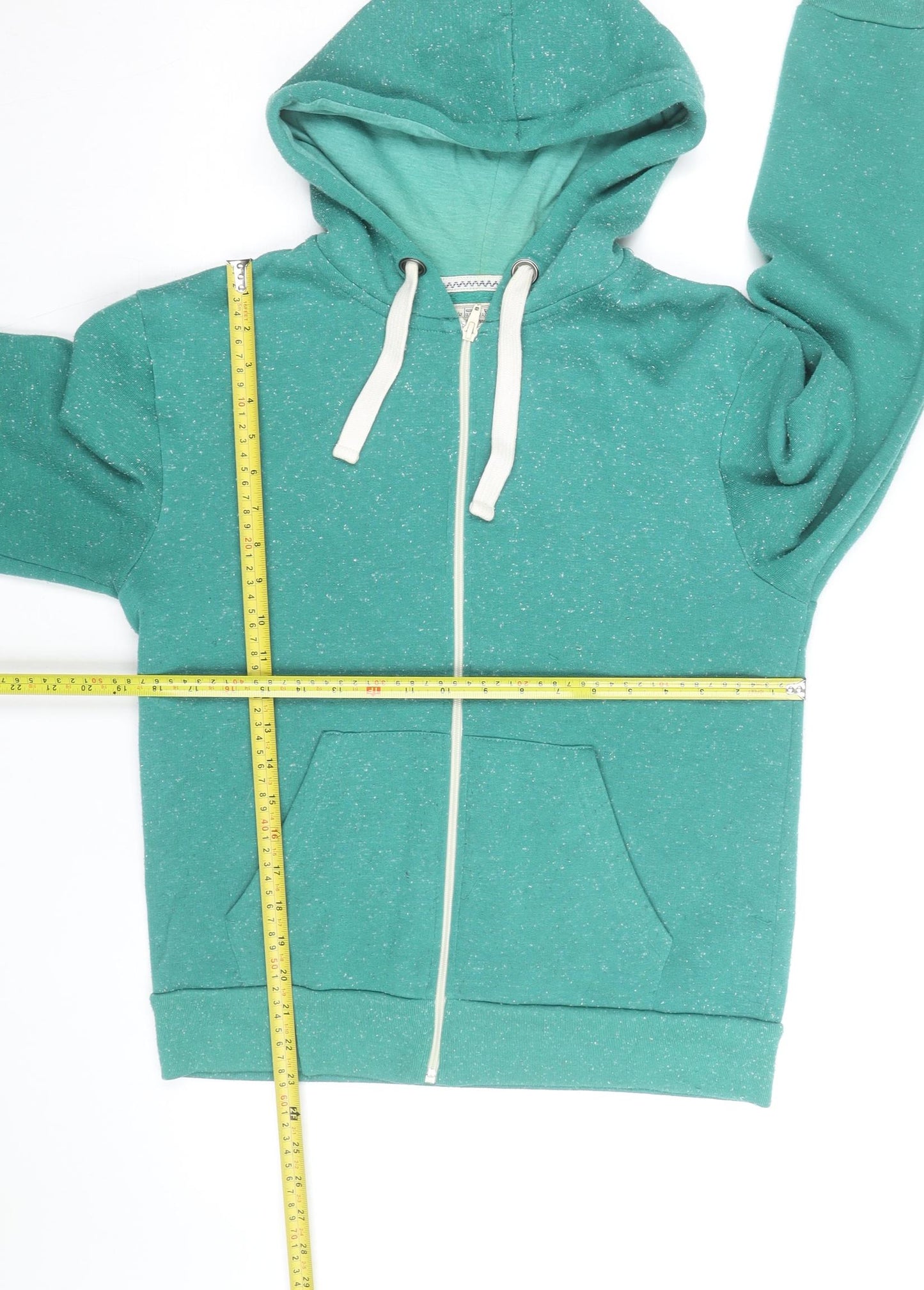 Benetton Men's Green Full Zip Hoodie Small Regular Fit Fleece