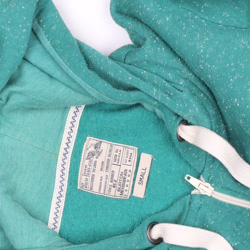 Benetton Men's Green Full Zip Hoodie Small Regular Fit Fleece