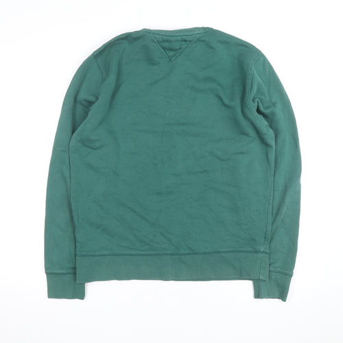 Tommy Hilfiger Men's Green Logo Crew Neck Pullover Sweatshirt L