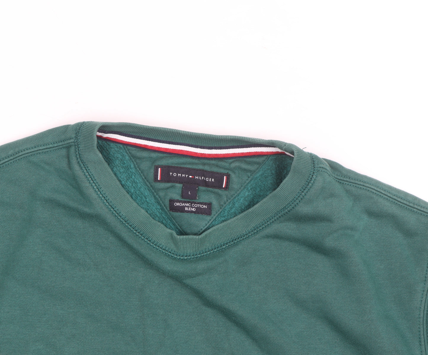 Tommy Hilfiger Men's Green Logo Crew Neck Pullover Sweatshirt L