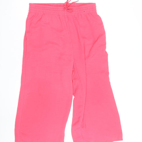 Dunnes Women's Pink Cropped Wide-Leg Viscose Trousers Size M